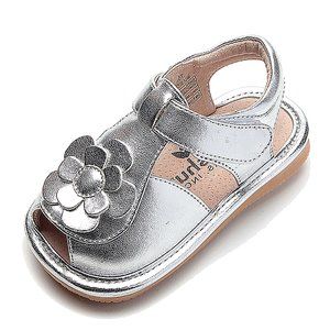 Mooshu Trainers Silver T Strap Squeakey Sandals